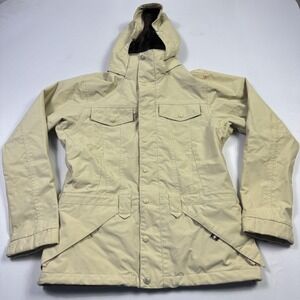 Burton Jacket Womens Medium Beige Hooded Ski Snowboard Parka Waterproof Winter